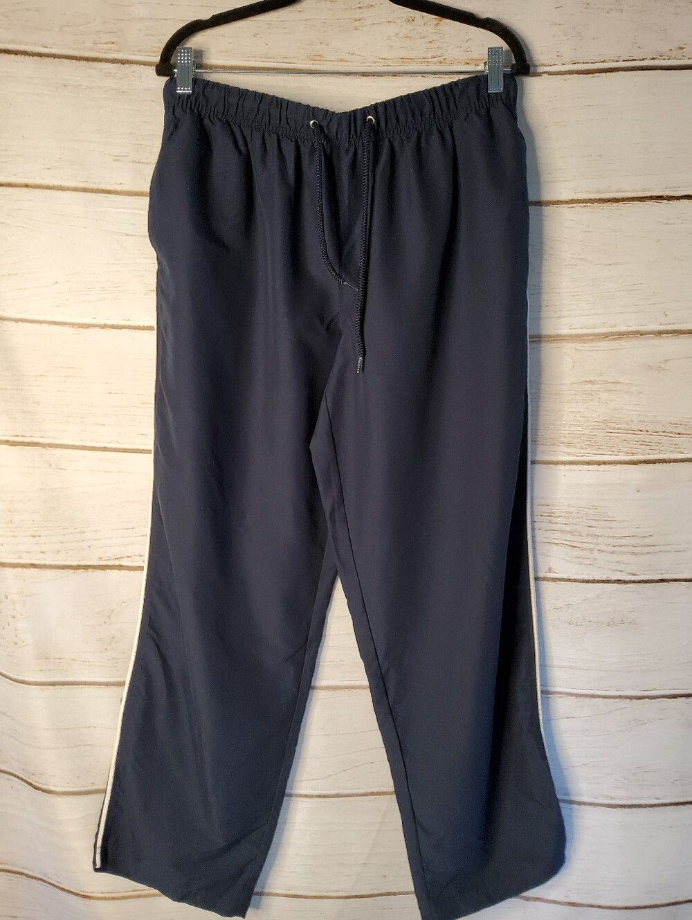 Women's Large Petite Mountain Lake Navy Track Pants with White Side Stripe